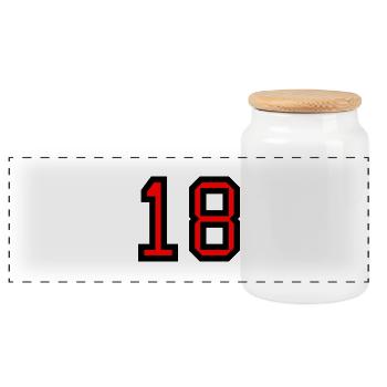 18. 18 ANS. 18e ANNIVERSAIRE. ANNIVERSAIRE 18 ANS. - Boîte à biscuits avec couvercle en bois - blanc - Devant