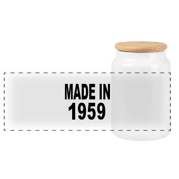 Made in 1959 - Panoramic Cookie Jar with Wooden Lid - white - Front