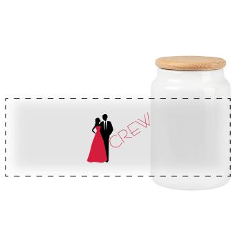 Department bride wedding groom - Panoramic Cookie Jar with Wooden Lid - white - Front