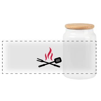 BBQ - Panoramic Cookie Jar with Wooden Lid - white - Front