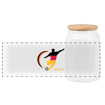 Soccer Player Germany, colors freely selectable - Panoramic Cookie Jar with Wooden Lid - white - Front