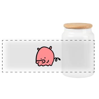 Porcs 2 - Boîte à biscuits avec couvercle en bois - blanc - Devant