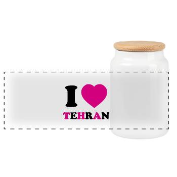 I Love Tehran - Panoramic Cookie Jar with Wooden Lid - white - Front