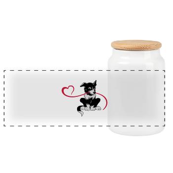 Bordercollie Love - Panorama Keksdose mit Holzdeckel - Weiß - Vorne