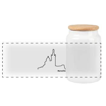 Marseille - Boîte à biscuits avec couvercle en bois - blanc - Devant