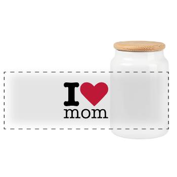 I Love Mom - Panorama Keksdose mit Holzdeckel - Weiß - Vorne