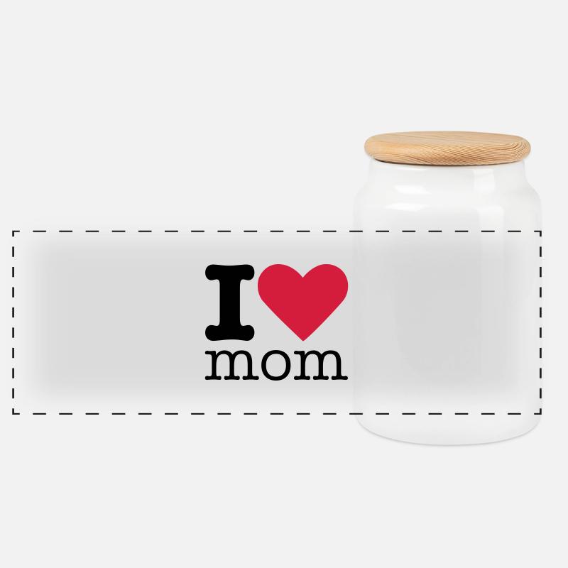 I Love Mom - Panorama Keksdose mit Holzdeckel - Weiß