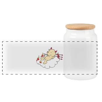 Engel_Teufel03 - Boîte à biscuits avec couvercle en bois - blanc - Devant