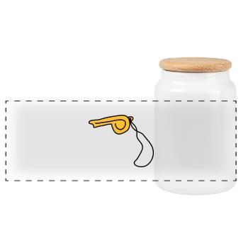 pfeife_2c - Panoramic Cookie Jar with Wooden Lid - white - Front