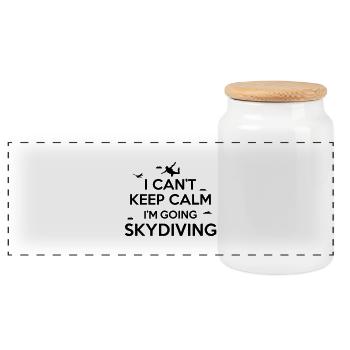 I can't keep calm I'm going skydiving - Panorama Keksdose mit Holzdeckel - Weiß - Vorne