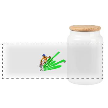 skate_green - Panoramic Cookie Jar with Wooden Lid - white - Front