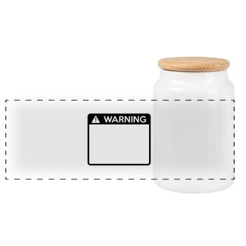 Warning Sign (1 colour) - Panoramic Cookie Jar with Wooden Lid - white - Front