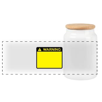 Warning Sign (2 colour) - Panoramic Cookie Jar with Wooden Lid - white - Front