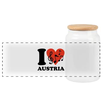I love Austria - Panorama Keksdose mit Holzdeckel - Weiß - Vorne