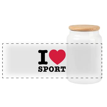 I Love Sports 2 - Panoramic Cookie Jar with Wooden Lid - white - Front