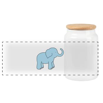Elefant - Panorama Keksdose mit Holzdeckel - Weiß - Vorne