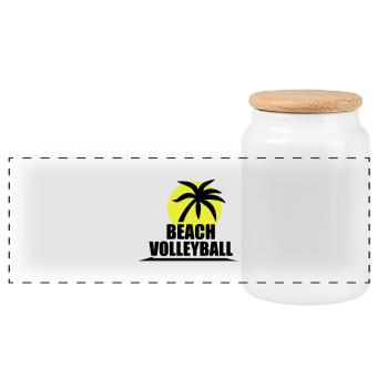 Volleyball Shirt - Beachvolleyball Shirt - Team - Panorama Keksdose mit Holzdeckel - Weiß - Vorne