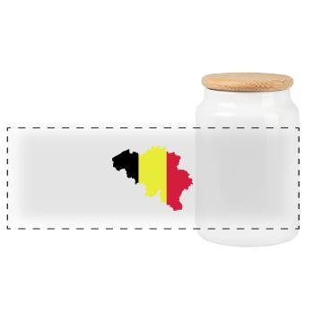 Belgique - Boîte à biscuits avec couvercle en bois - blanc - Devant