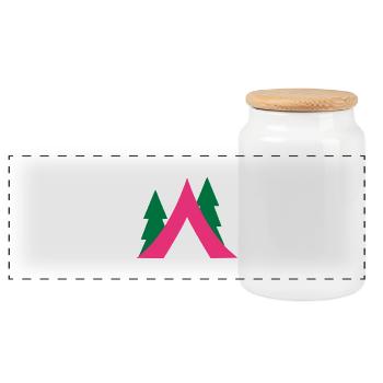 2541614 14655107 camping - Panoramic Cookie Jar with Wooden Lid - white - Front