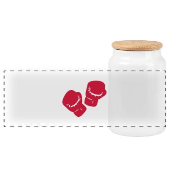 boxing glove boxing - Panoramic Cookie Jar with Wooden Lid - white - Front