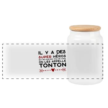 tonton super héros cadeau tonton - Boîte à biscuits avec couvercle en bois - blanc - Devant
