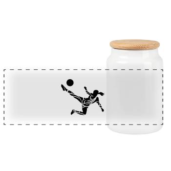 Soccer female eu - Panoramic Cookie Jar with Wooden Lid - white - Front