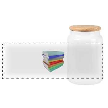 Stack of books - Panoramic Cookie Jar with Wooden Lid - white - Front