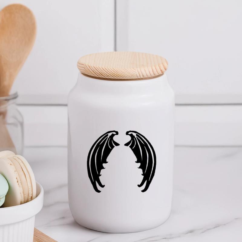 Flügel von Vampiren oder Teufelchen Panorama Keksdose mit Holzdeckel