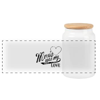 music was my first love - Boîte à biscuits avec couvercle en bois - blanc - Devant