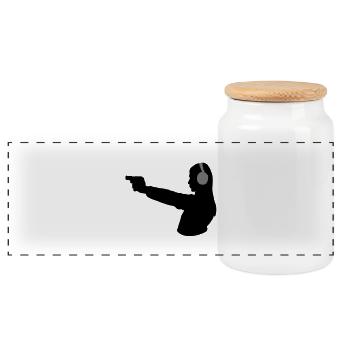 Sportschiessen -grau- - Panoramic Cookie Jar with Wooden Lid - white - Front