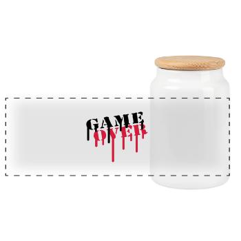game_over - Panoramic Cookie Jar with Wooden Lid - white - Front