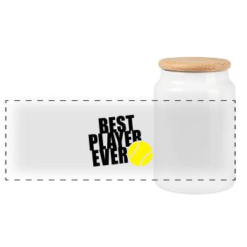 BEST TENNIS PLAYER EVER 2C - Panoramic Cookie Jar with Wooden Lid - white - Front