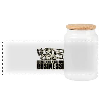 S'il vous plaît faites attention à vos affaires! - Boîte à biscuits avec couvercle en bois - blanc - Devant