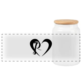 Cœur avec P - Boîte à biscuits avec couvercle en bois - blanc - Devant