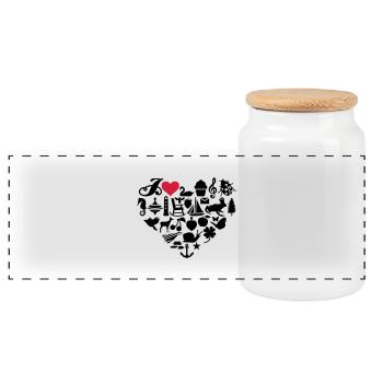 I love - Panorama Keksdose mit Holzdeckel - Weiß - Vorne