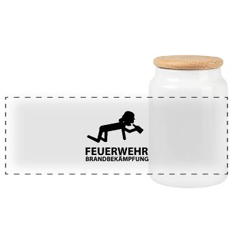 feuerwehr brandbekämpfung - Panorama Keksdose mit Holzdeckel - Weiß - Vorne