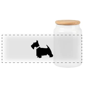 black scottish terrier - Panoramic Cookie Jar with Wooden Lid - white - Front
