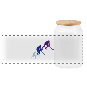 hockey rink player6 Silhouette Animation - Panoramic Cookie Jar with Wooden Lid - white - Front