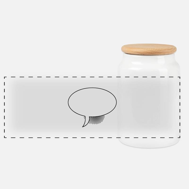 Sprechblase Oval - Panorama Keksdose mit Holzdeckel - Weiß