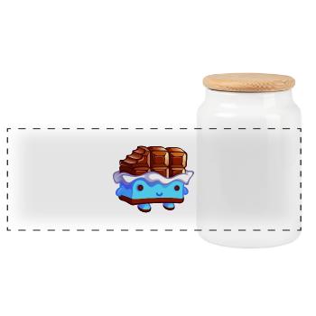 Chocolator.png - Boîte à biscuits avec couvercle en bois - blanc - Devant