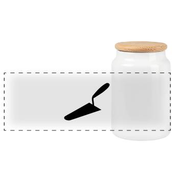 trowel_g1 - Panoramic Cookie Jar with Wooden Lid - white - Front