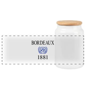 Bordeaux 1881 Herkunft - Panorama Keksdose mit Holzdeckel - Weiß - Vorne