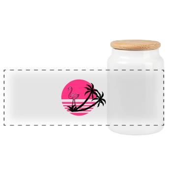 flamingo_island - Boîte à biscuits avec couvercle en bois - blanc - Devant