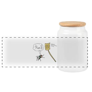 Fly Funny Fly Swatter Funny Vector New - Panoramic Cookie Jar with Wooden Lid - white - Front