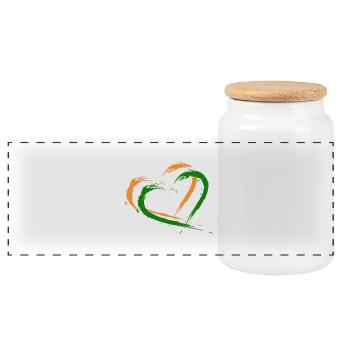 Heart Brush Flag India Design New Vector Flag - Panoramic Cookie Jar with Wooden Lid - white - Front