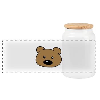 Mignon mignon mignon visage d’ours tête d’ours brune - Boîte à biscuits avec couvercle en bois - blanc - Devant