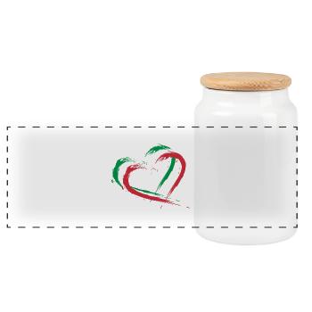 Herz Büste Flagge Italien Fahne Farben Urlaub - Panorama Keksdose mit Holzdeckel - Weiß - Vorne