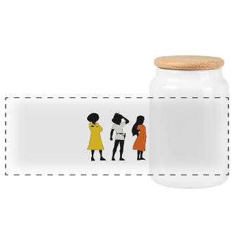 Solaris 01 - Panoramic Cookie Jar with Wooden Lid - white - Front