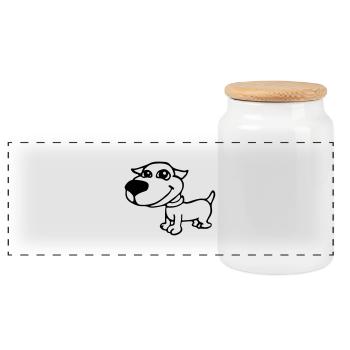 dog - Panoramic Cookie Jar with Wooden Lid - white - Front