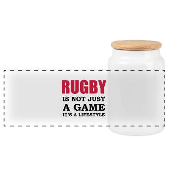 rugby_style - Boîte à biscuits avec couvercle en bois - blanc - Devant